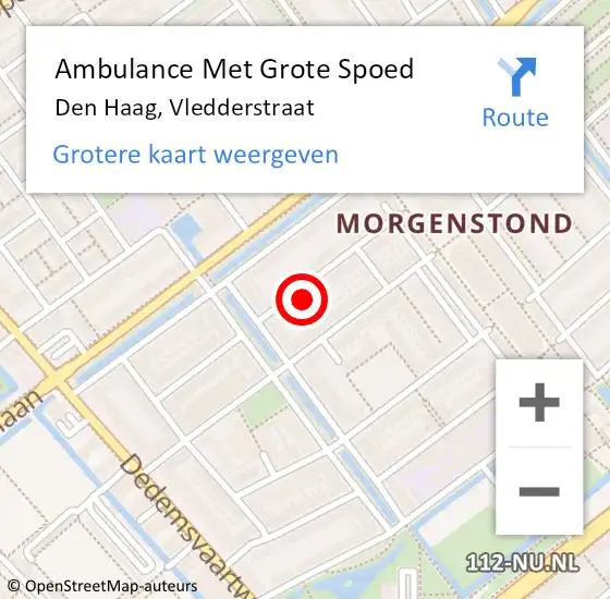 Locatie op kaart van de 112 melding: Ambulance Met Grote Spoed Naar Den Haag, Vledderstraat op 15 juli 2024 09:25