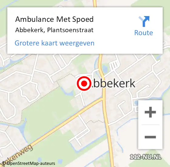 Locatie op kaart van de 112 melding: Ambulance Met Spoed Naar Abbekerk, Plantsoenstraat op 15 juli 2024 09:26