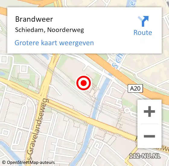 Locatie op kaart van de 112 melding: Brandweer Schiedam, Noorderweg op 15 juli 2024 09:42