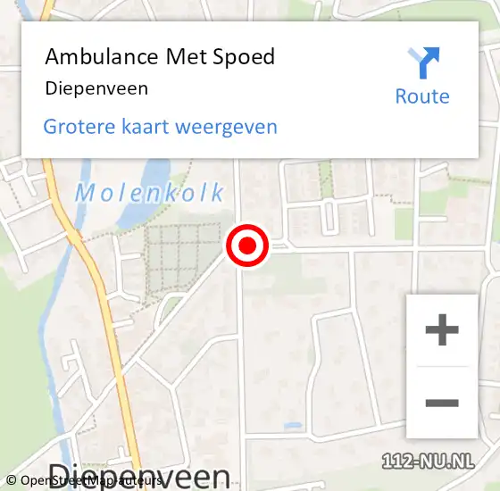 Locatie op kaart van de 112 melding: Ambulance Met Spoed Naar Diepenveen op 15 juli 2024 10:03