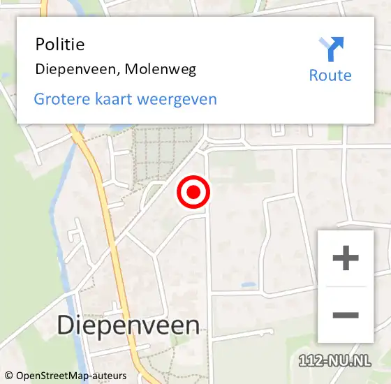 Locatie op kaart van de 112 melding: Politie Diepenveen, Molenweg op 15 juli 2024 10:03