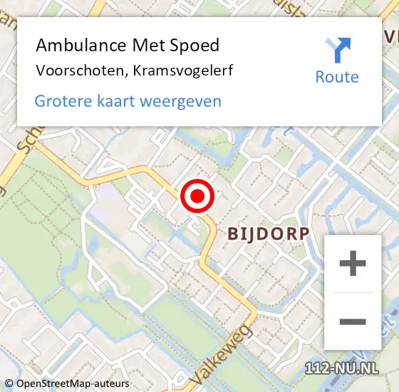 Locatie op kaart van de 112 melding: Ambulance Met Spoed Naar Voorschoten, Kramsvogelerf op 15 juli 2024 10:04