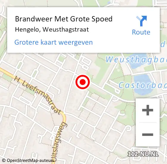 Locatie op kaart van de 112 melding: Brandweer Met Grote Spoed Naar Hengelo, Weusthagstraat op 15 juli 2024 10:07