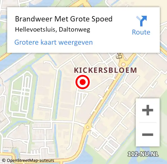 Locatie op kaart van de 112 melding: Brandweer Met Grote Spoed Naar Hellevoetsluis, Daltonweg op 15 juli 2024 10:08