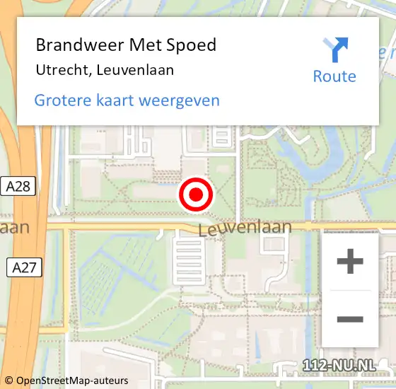 Locatie op kaart van de 112 melding: Brandweer Met Spoed Naar Utrecht, Leuvenlaan op 15 juli 2024 10:14