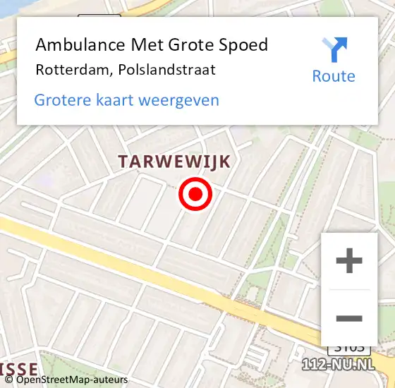 Locatie op kaart van de 112 melding: Ambulance Met Grote Spoed Naar Rotterdam, Polslandstraat op 15 juli 2024 10:33