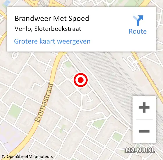 Locatie op kaart van de 112 melding: Brandweer Met Spoed Naar Venlo, Sloterbeekstraat op 15 juli 2024 10:37