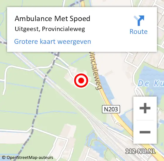 Locatie op kaart van de 112 melding: Ambulance Met Spoed Naar Uitgeest, Provincialeweg op 15 juli 2024 10:41