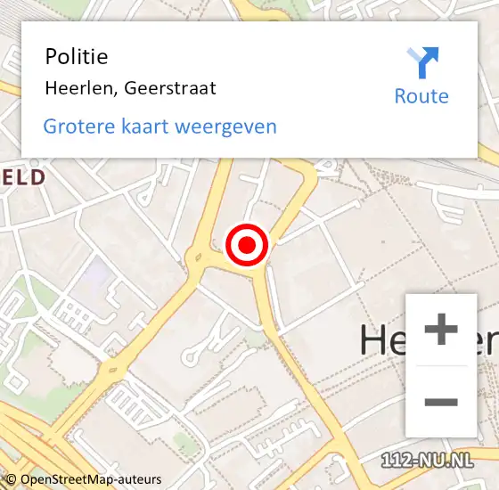 Locatie op kaart van de 112 melding: Politie Heerlen, Geerstraat op 15 juli 2024 10:53