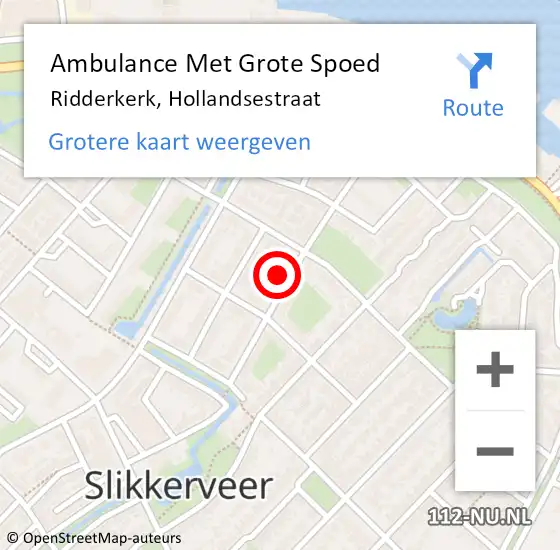 Locatie op kaart van de 112 melding: Ambulance Met Grote Spoed Naar Ridderkerk, Hollandsestraat op 15 juli 2024 10:55