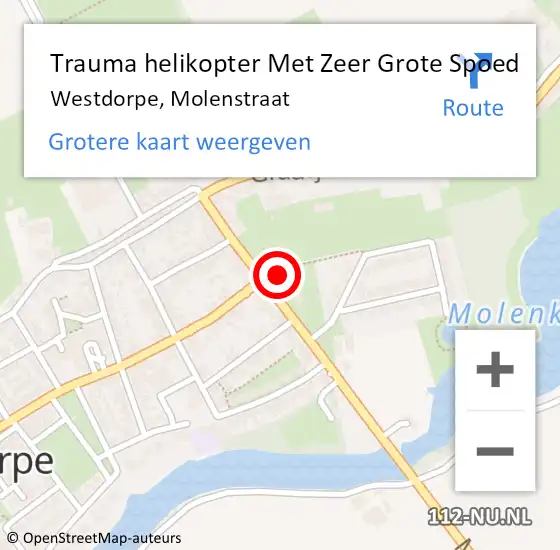 Locatie op kaart van de 112 melding: Trauma helikopter Met Zeer Grote Spoed Naar Westdorpe, Molenstraat op 15 juli 2024 10:59