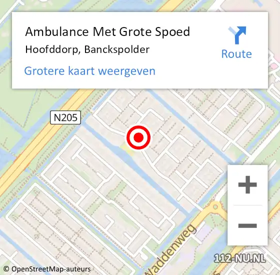 Locatie op kaart van de 112 melding: Ambulance Met Grote Spoed Naar Hoofddorp, Banckspolder op 15 juli 2024 11:01