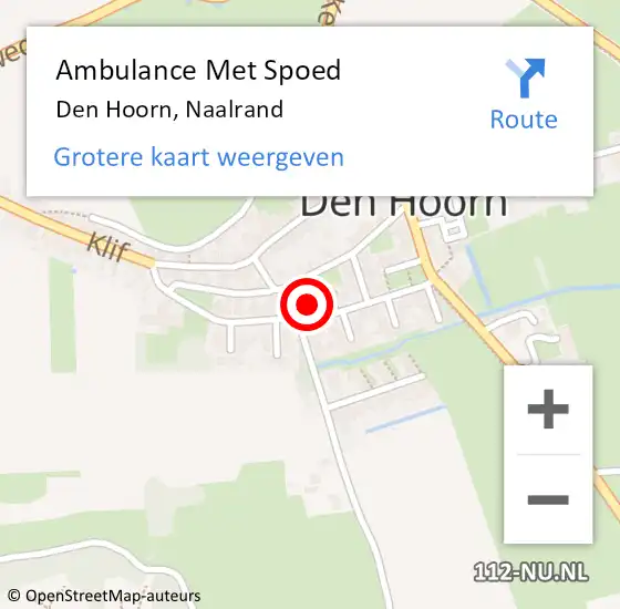 Locatie op kaart van de 112 melding: Ambulance Met Spoed Naar Den Hoorn, Naalrand op 15 juli 2024 11:17