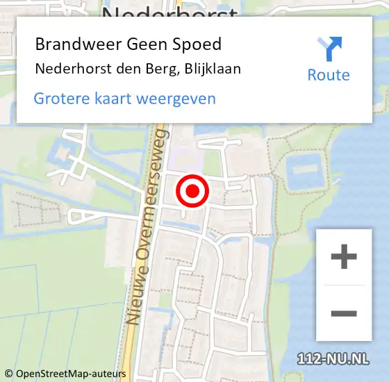 Locatie op kaart van de 112 melding: Brandweer Geen Spoed Naar Nederhorst den Berg, Blijklaan op 15 juli 2024 11:20