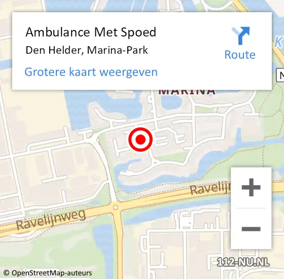 Locatie op kaart van de 112 melding: Ambulance Met Spoed Naar Den Helder, Marina-Park op 15 juli 2024 11:36