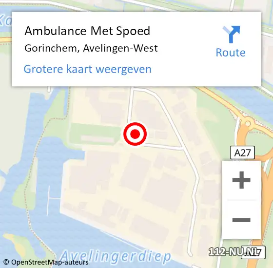 Locatie op kaart van de 112 melding: Ambulance Met Spoed Naar Gorinchem, Avelingen-West op 15 juli 2024 11:37