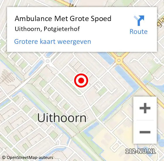 Locatie op kaart van de 112 melding: Ambulance Met Grote Spoed Naar Uithoorn, Potgieterhof op 15 juli 2024 11:47