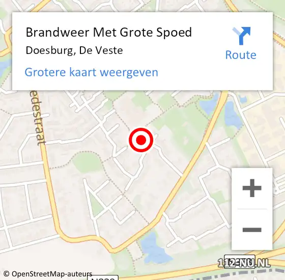 Locatie op kaart van de 112 melding: Brandweer Met Grote Spoed Naar Doesburg, De Veste op 15 juli 2024 11:53