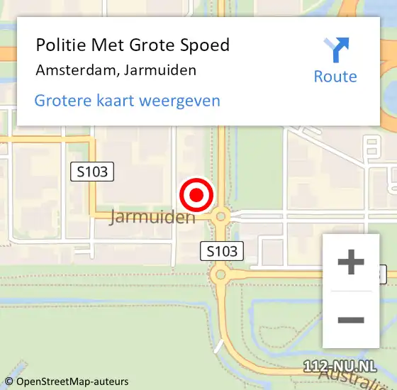 Locatie op kaart van de 112 melding: Politie Met Grote Spoed Naar Amsterdam, Jarmuiden op 15 juli 2024 11:55