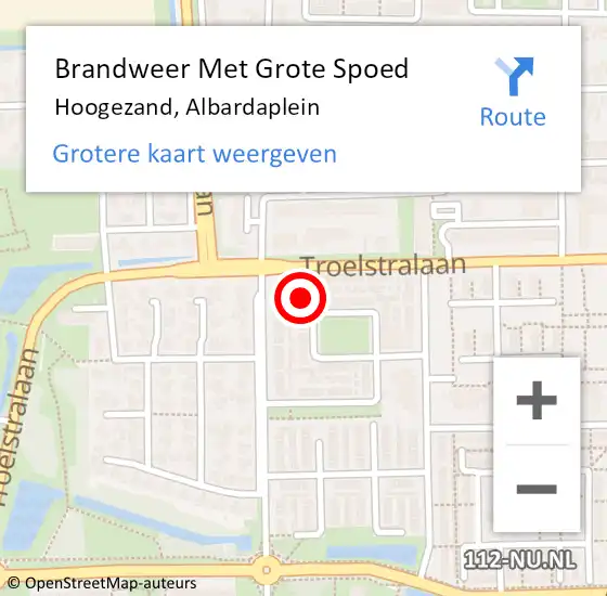 Locatie op kaart van de 112 melding: Brandweer Met Grote Spoed Naar Hoogezand, Albardaplein op 15 juli 2024 11:56