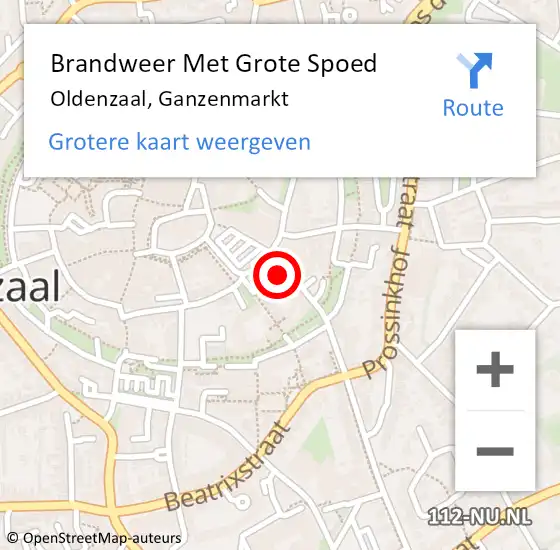 Locatie op kaart van de 112 melding: Brandweer Met Grote Spoed Naar Oldenzaal, Ganzenmarkt op 15 juli 2024 11:56