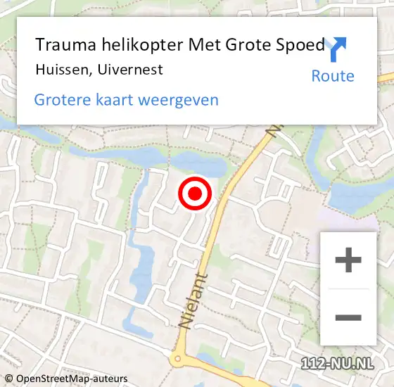 Locatie op kaart van de 112 melding: Trauma helikopter Met Grote Spoed Naar Huissen, Uivernest op 15 juli 2024 12:01