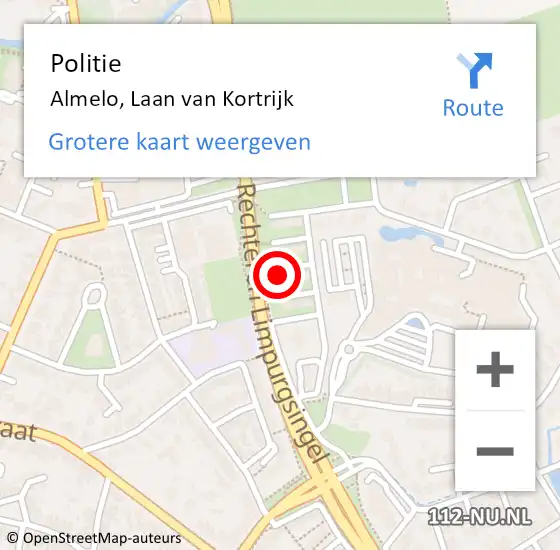 Locatie op kaart van de 112 melding: Politie Almelo, Laan van Kortrijk op 15 juli 2024 12:11