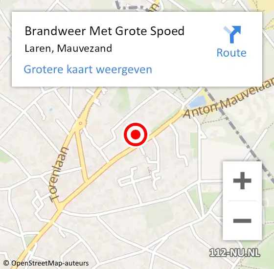 Locatie op kaart van de 112 melding: Brandweer Met Grote Spoed Naar Laren, Mauvezand op 15 juli 2024 12:11