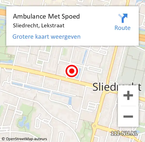 Locatie op kaart van de 112 melding: Ambulance Met Spoed Naar Sliedrecht, Lekstraat op 15 juli 2024 12:16