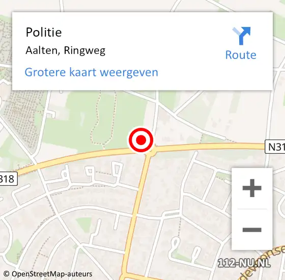 Locatie op kaart van de 112 melding: Politie Aalten, Ringweg op 15 juli 2024 12:18