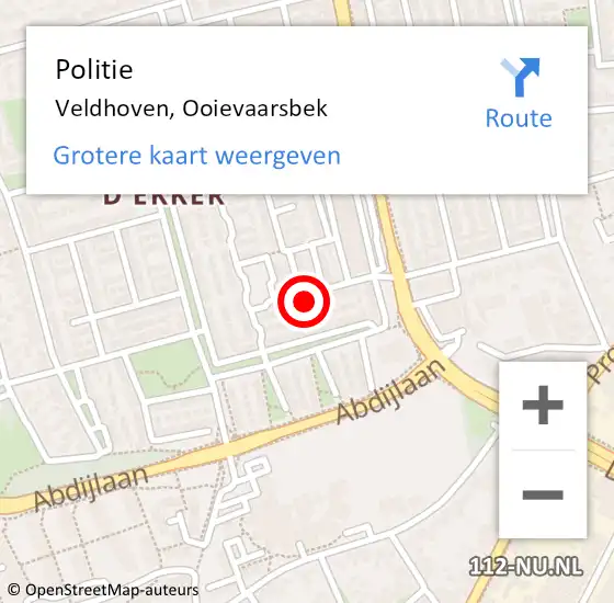 Locatie op kaart van de 112 melding: Politie Veldhoven, Ooievaarsbek op 15 juli 2024 12:22