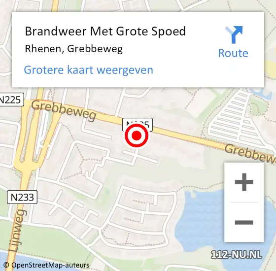 Locatie op kaart van de 112 melding: Brandweer Met Grote Spoed Naar Rhenen, Grebbeweg op 15 juli 2024 12:27