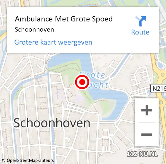 Locatie op kaart van de 112 melding: Ambulance Met Grote Spoed Naar Schoonhoven op 15 juli 2024 12:32