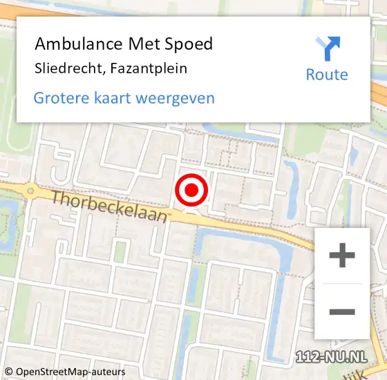 Locatie op kaart van de 112 melding: Ambulance Met Spoed Naar Sliedrecht, Fazantplein op 15 juli 2024 12:33