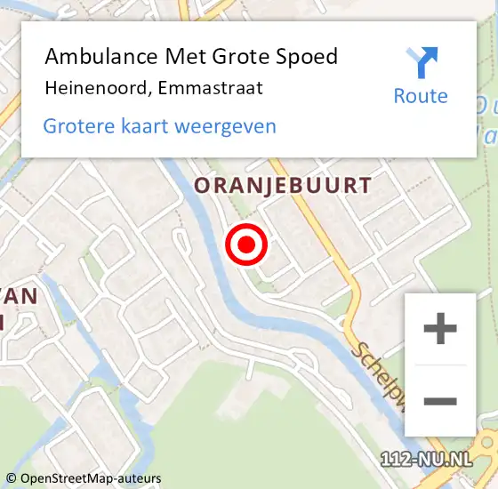 Locatie op kaart van de 112 melding: Ambulance Met Grote Spoed Naar Heinenoord, Emmastraat op 15 juli 2024 12:45