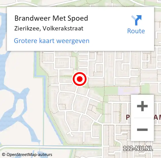 Locatie op kaart van de 112 melding: Brandweer Met Spoed Naar Zierikzee, Volkerakstraat op 15 juli 2024 12:46