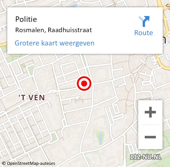 Locatie op kaart van de 112 melding: Politie Rosmalen, Raadhuisstraat op 15 juli 2024 12:47