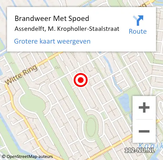 Locatie op kaart van de 112 melding: Brandweer Met Spoed Naar Assendelft, M. Kropholler-Staalstraat op 15 juli 2024 12:57