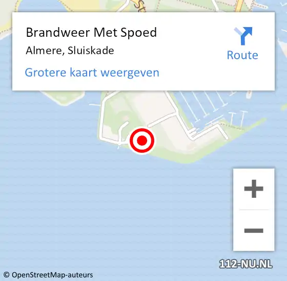 Locatie op kaart van de 112 melding: Brandweer Met Spoed Naar Almere, Sluiskade op 15 juli 2024 13:03