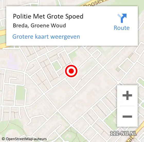 Locatie op kaart van de 112 melding: Politie Met Grote Spoed Naar Breda, Groene Woud op 15 juli 2024 13:20