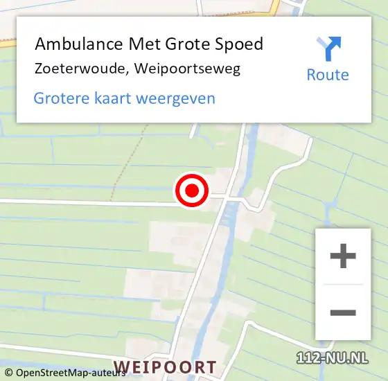 Locatie op kaart van de 112 melding: Ambulance Met Grote Spoed Naar Zoeterwoude, Weipoortseweg op 15 juli 2024 13:31