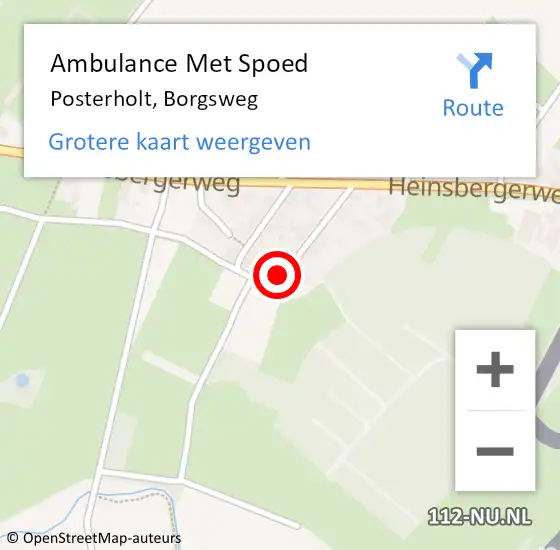 Locatie op kaart van de 112 melding: Ambulance Met Spoed Naar Posterholt, Borgsweg op 15 juli 2024 13:35