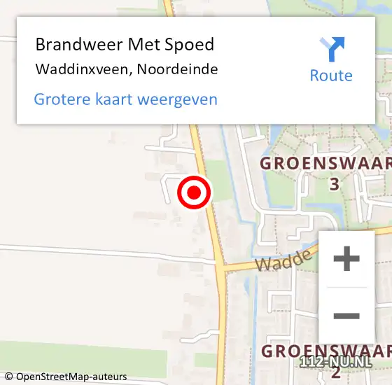 Locatie op kaart van de 112 melding: Brandweer Met Spoed Naar Waddinxveen, Noordeinde op 15 juli 2024 13:54