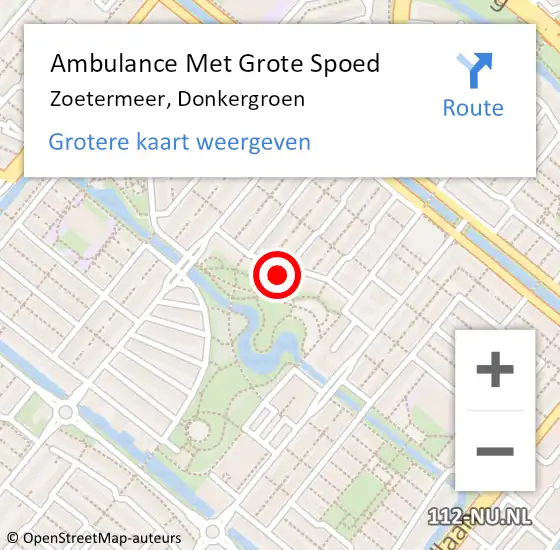 Locatie op kaart van de 112 melding: Ambulance Met Grote Spoed Naar Zoetermeer, Donkergroen op 15 juli 2024 13:56