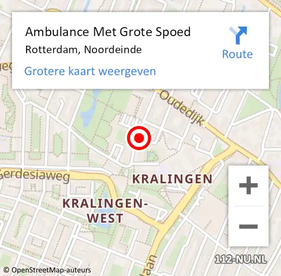 Locatie op kaart van de 112 melding: Ambulance Met Grote Spoed Naar Rotterdam, Noordeinde op 15 juli 2024 14:11