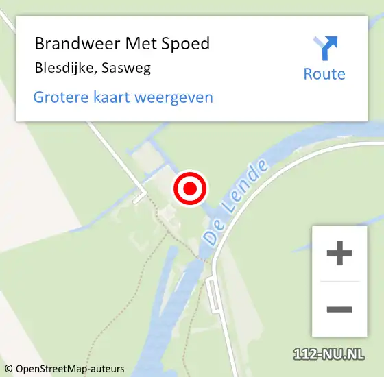 Locatie op kaart van de 112 melding: Brandweer Met Spoed Naar Blesdijke, Sasweg op 15 juli 2024 14:35