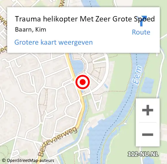 Locatie op kaart van de 112 melding: Trauma helikopter Met Zeer Grote Spoed Naar Baarn, Kim op 15 juli 2024 14:38