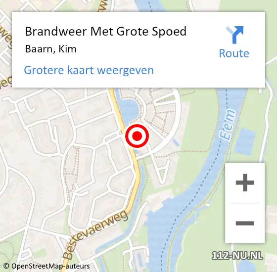 Locatie op kaart van de 112 melding: Brandweer Met Grote Spoed Naar Baarn, Kim op 15 juli 2024 14:49