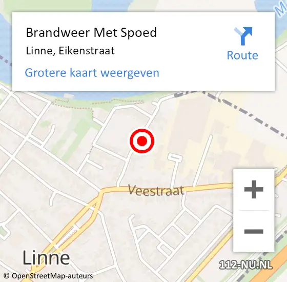 Locatie op kaart van de 112 melding: Brandweer Met Spoed Naar Linne, Eikenstraat op 15 juli 2024 14:53