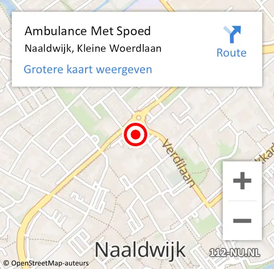 Locatie op kaart van de 112 melding: Ambulance Met Spoed Naar Naaldwijk, Kleine Woerdlaan op 15 juli 2024 15:13